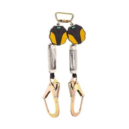 Msa Safety Workman Mini Pfl, 6', Twin-Leg, 36Cl Rebar Steel Snaphook, Yellowithblack 10157860